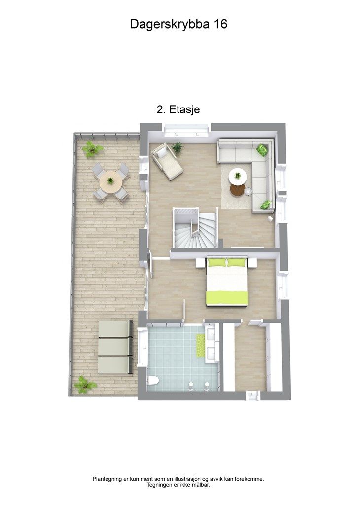 3 D plantegning 2 etasje