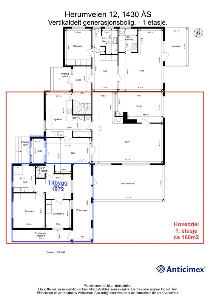 Plantegning 1. etasje - Hoveddel