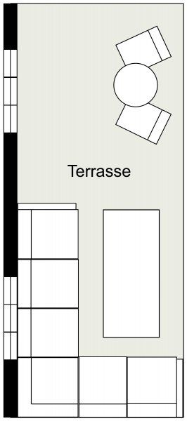 Plantegning terrasse. 