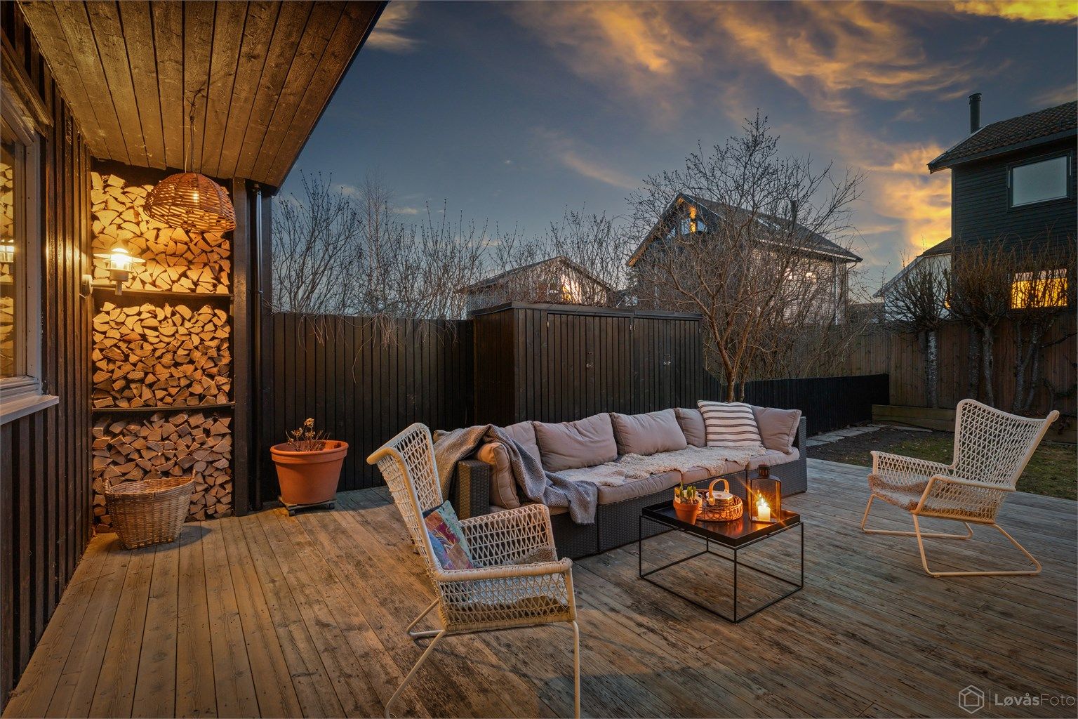 Skjermet og solrik terrasse