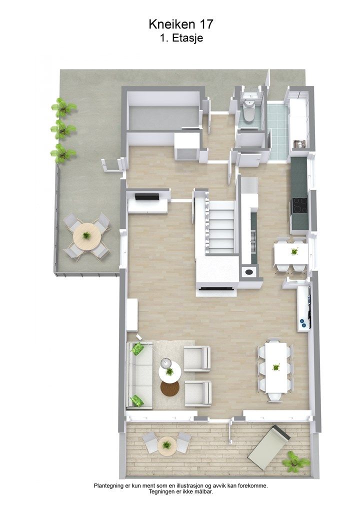 3 D plantegning 1. etasje