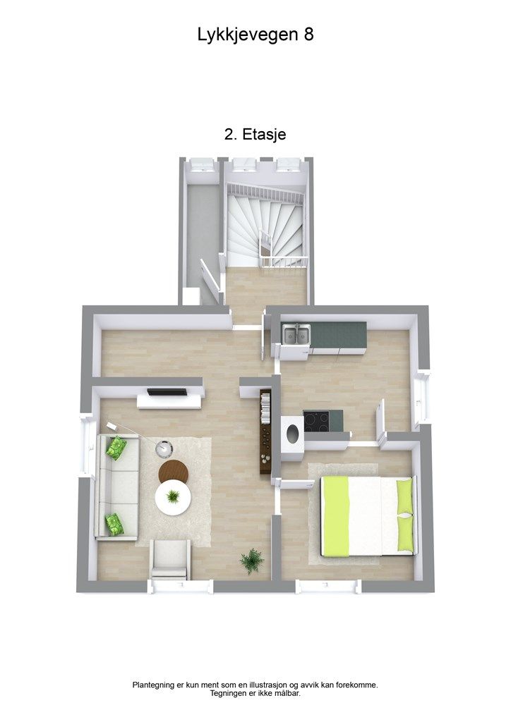 3 D plantegning 2. etasje