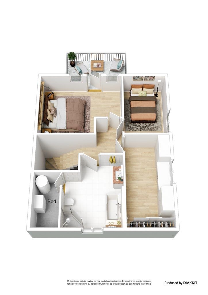 3D plantegning 2. etg.