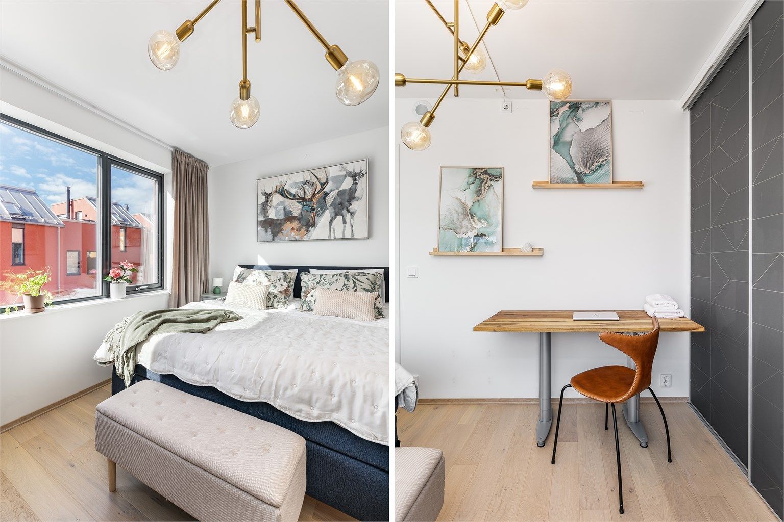 Hovedsoverommet er over 14 kvm. stort og innredet med en praktisk skyvedørsgarderobe som utnytter hele rommets bredde.