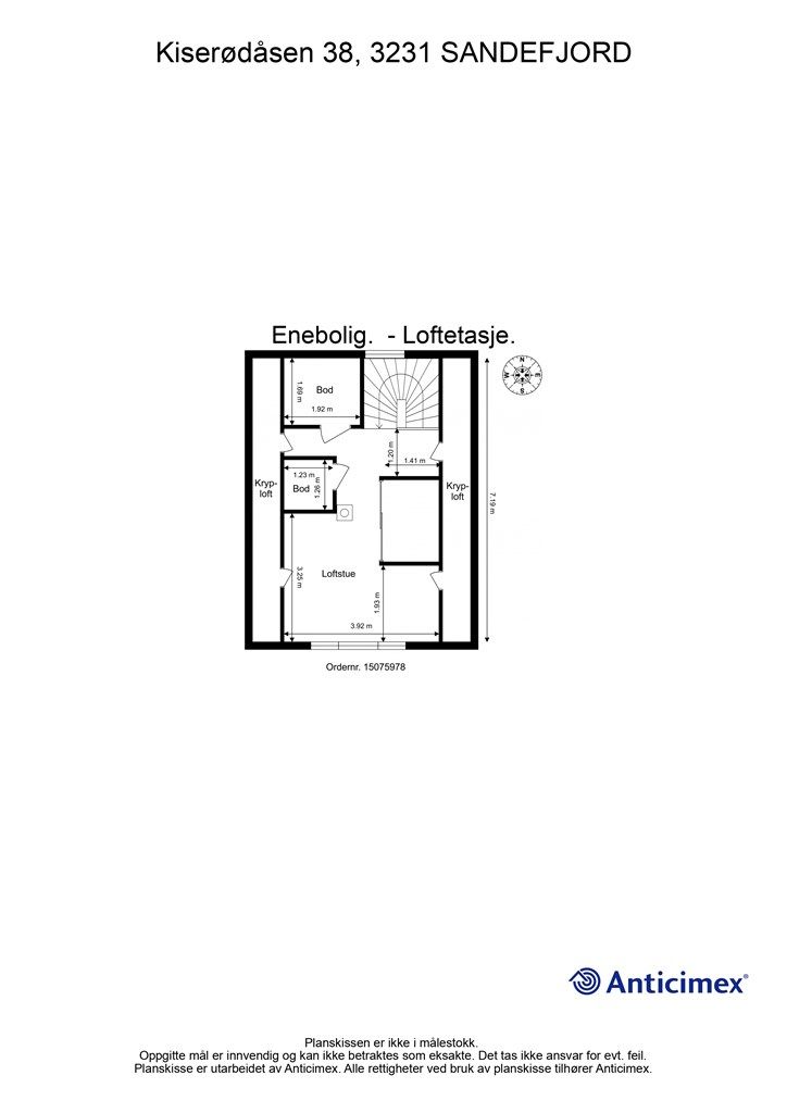 Plantegning - Loftetasje.