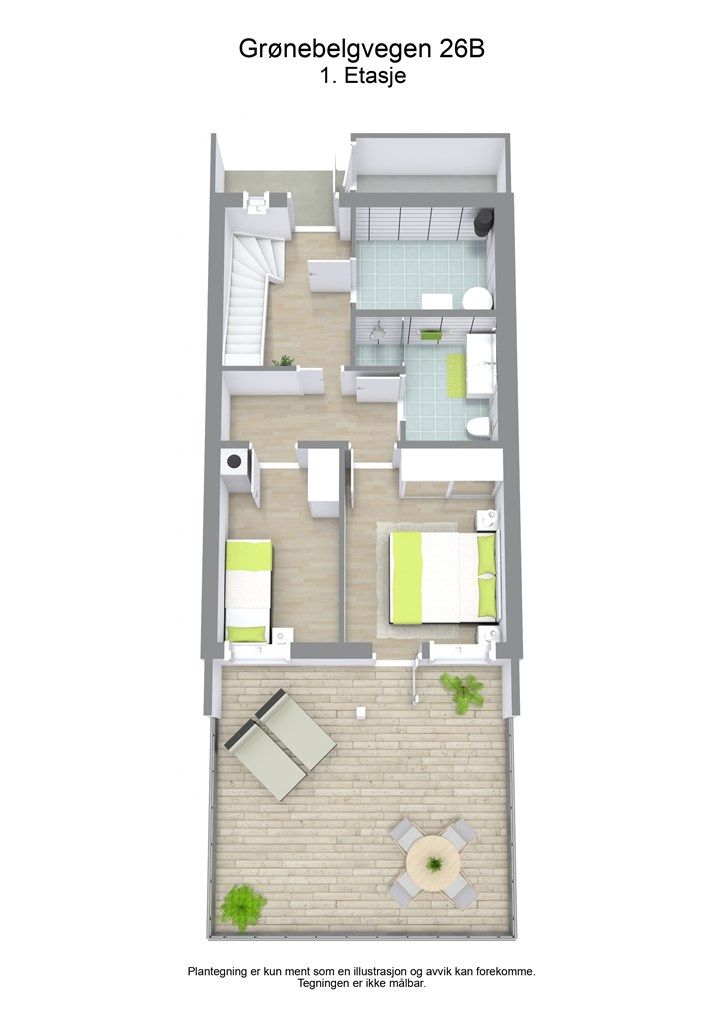 3 D plantegning 1. etasje