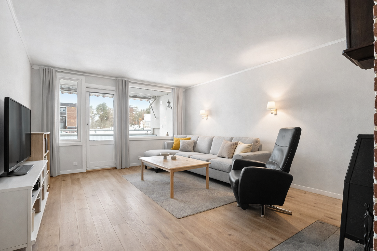 Stue - illustrasjon av stuen (designet med hjelp av KI)