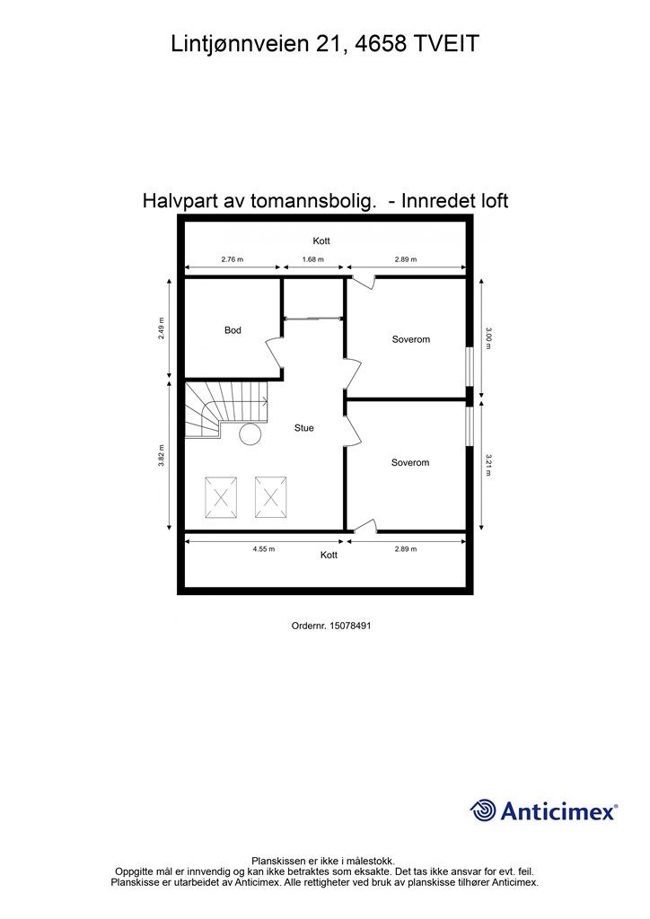 Plantegning - innredet loft