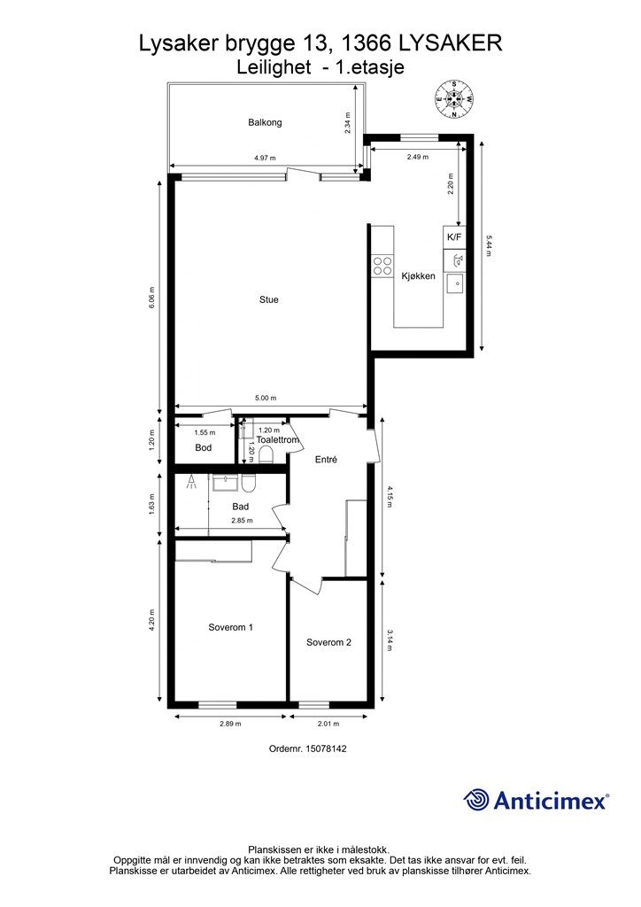 Leiligheten har en god og gjennomgående planløsning som skiller soverommene fra de sosiale sonene.