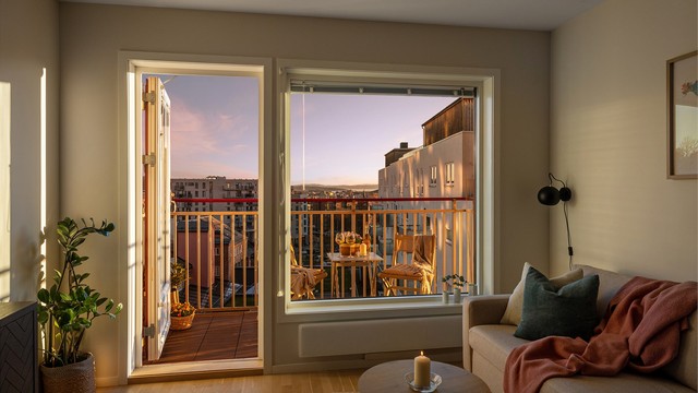 Stemningsfullt utsyn fra sofakroken.