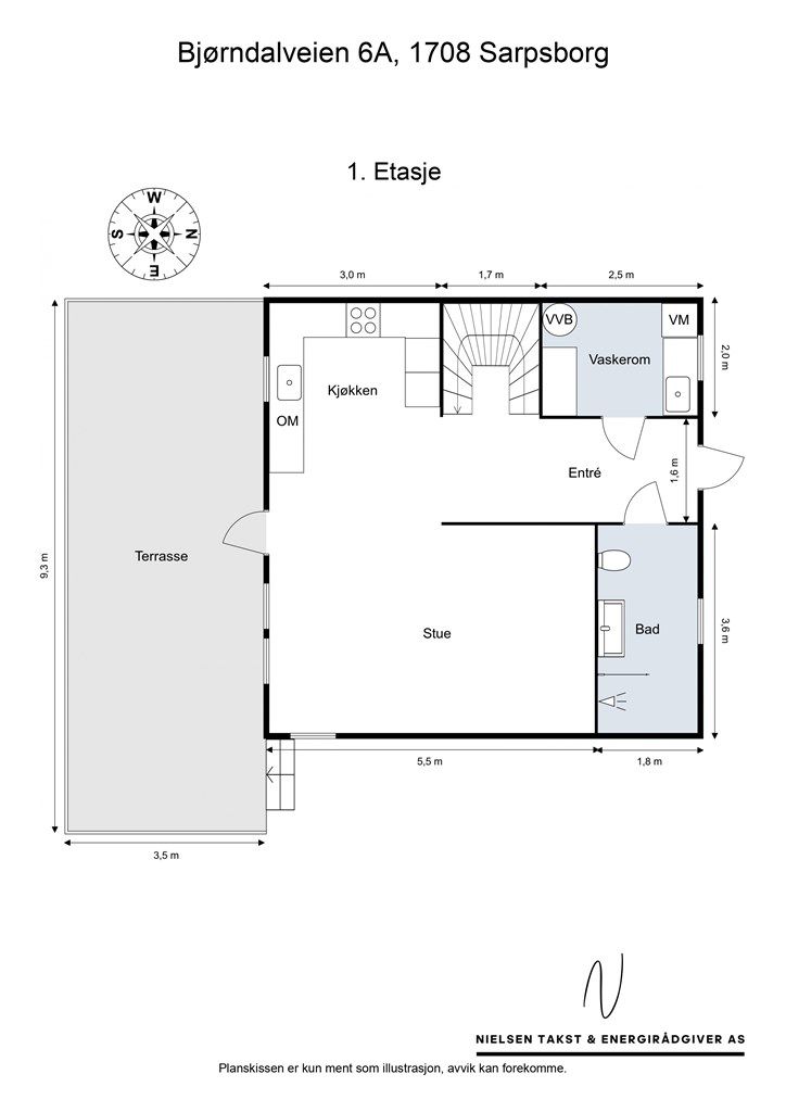 Veiledende skisse av 1. etasje.