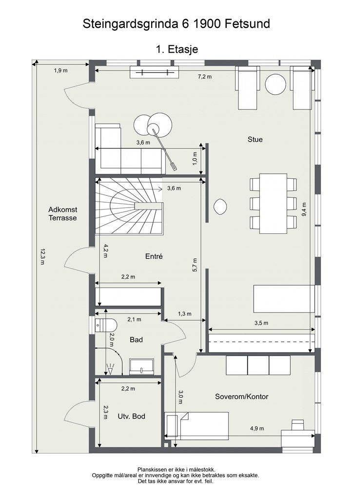 Plantegning 1. etasje.