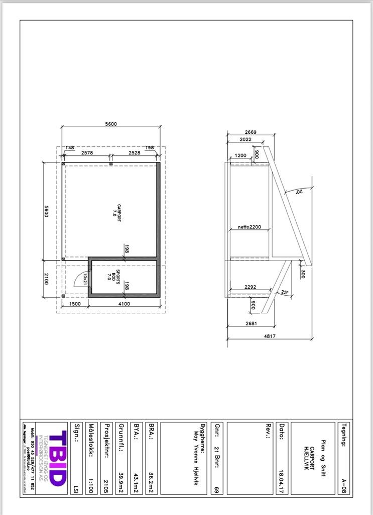 Plantegning av carport