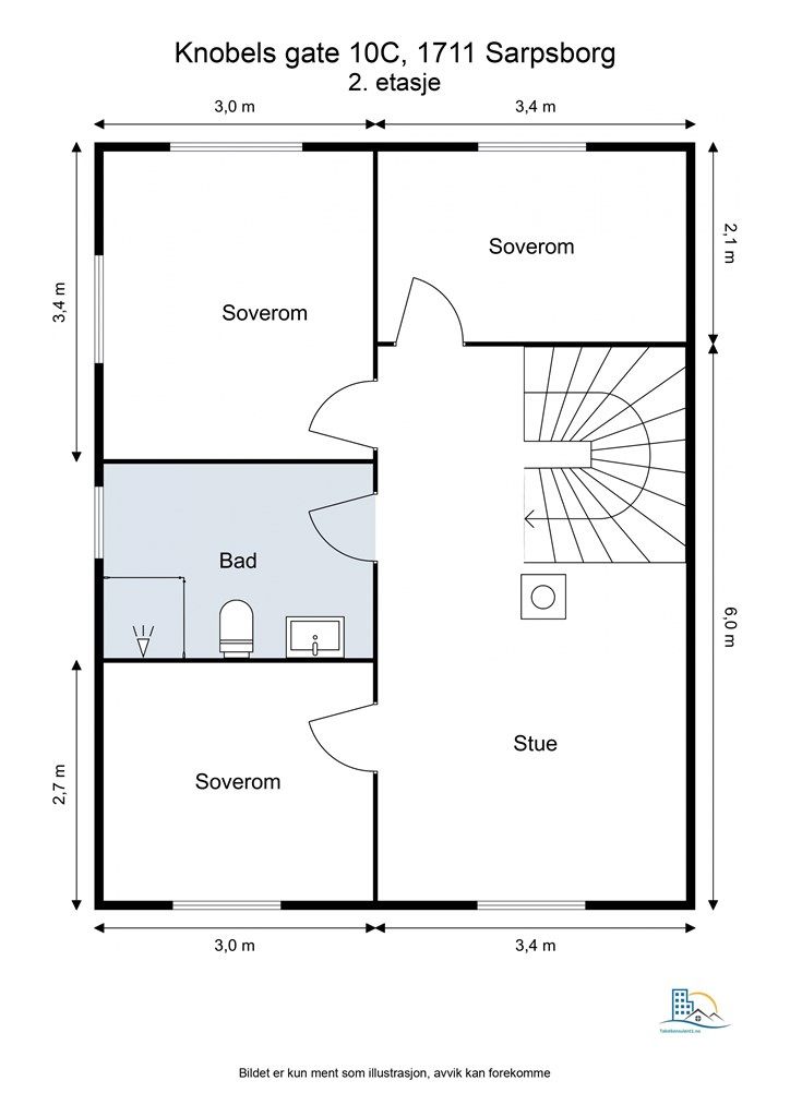Veiledende skisse av andre etasje.