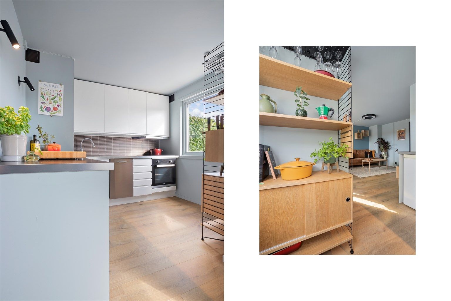 Stringhyllen på kjøkkenet følger ikke med salget.