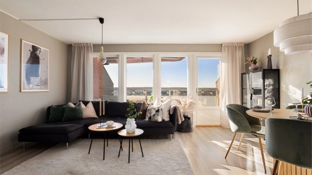 Leiligheten ble pusset helhetlig opp i 2018 med nye overflater i alle rom.