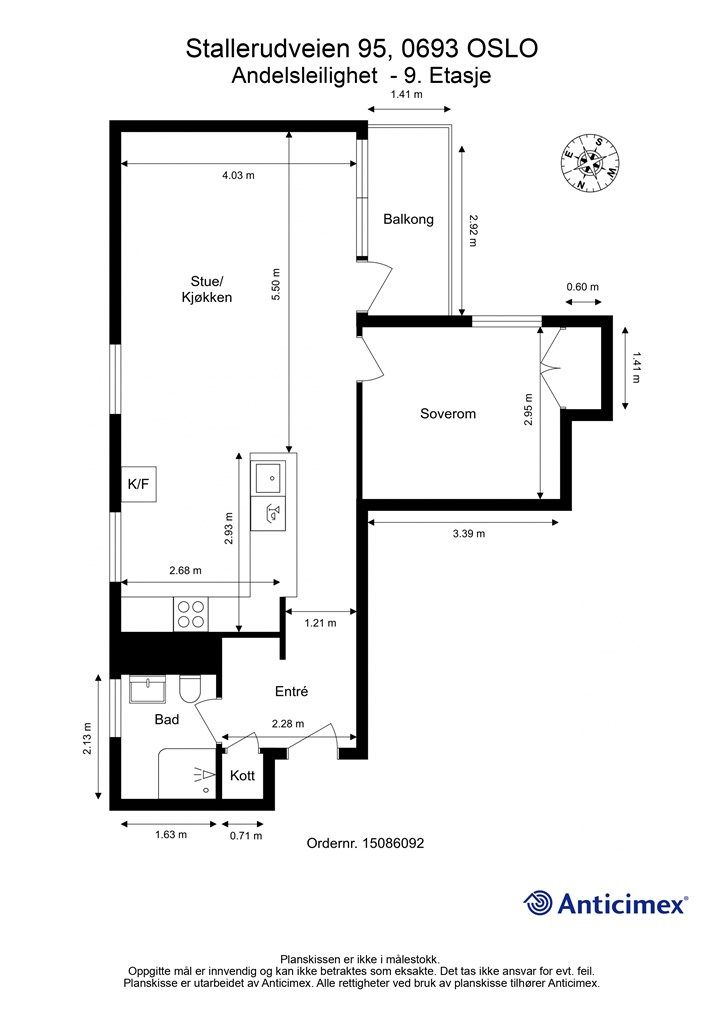 Plantegning - andelsleilighet - 9. etasje