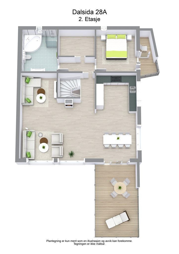 3D planløsning 2. etasje