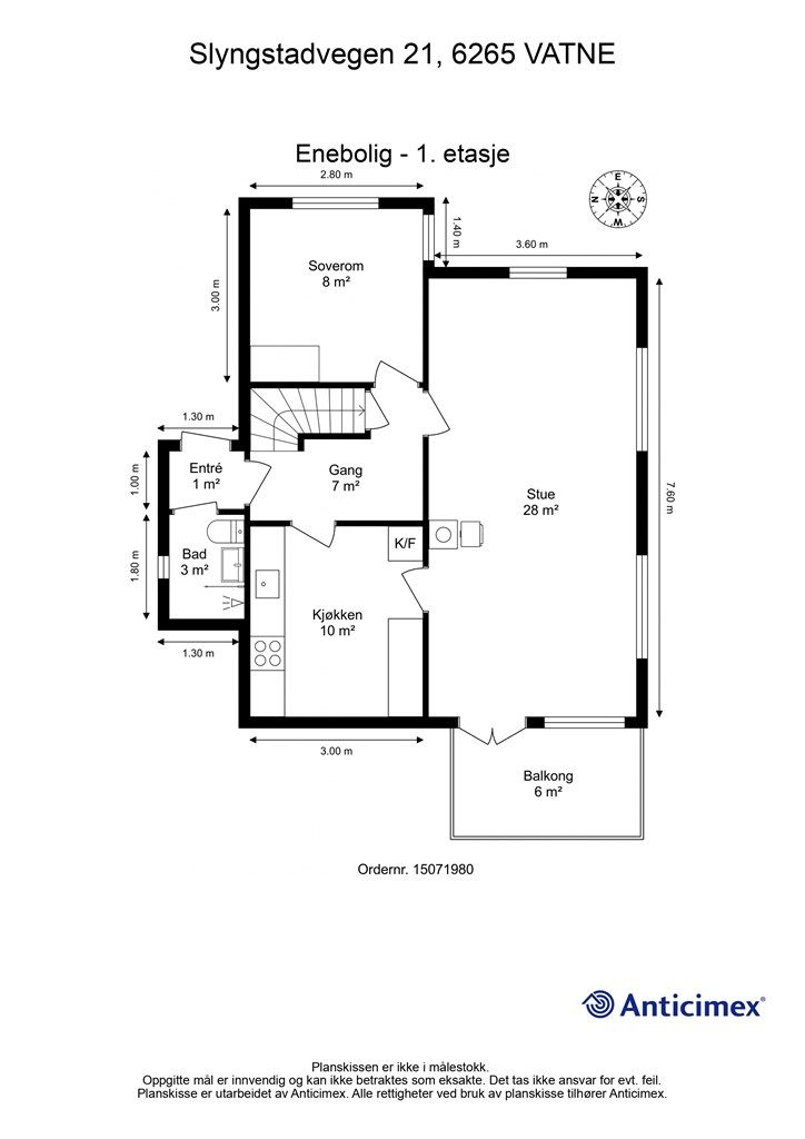 Målsatt plantegning 1. etasje