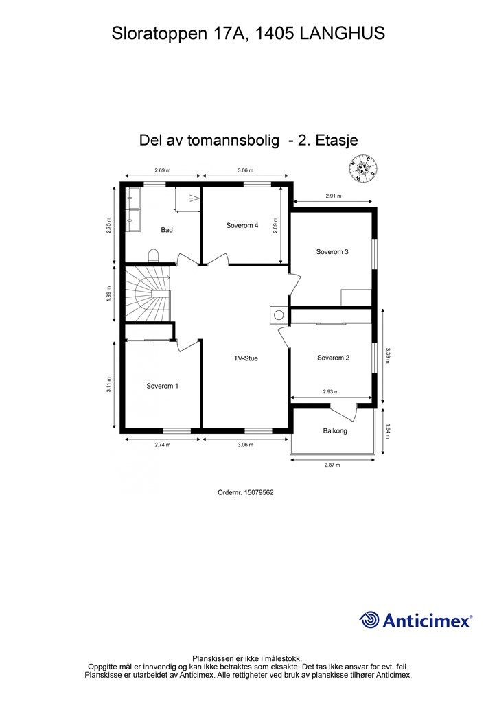 Andre etasje er en privat sone med fire soverom, TV-stue og et stort bad.