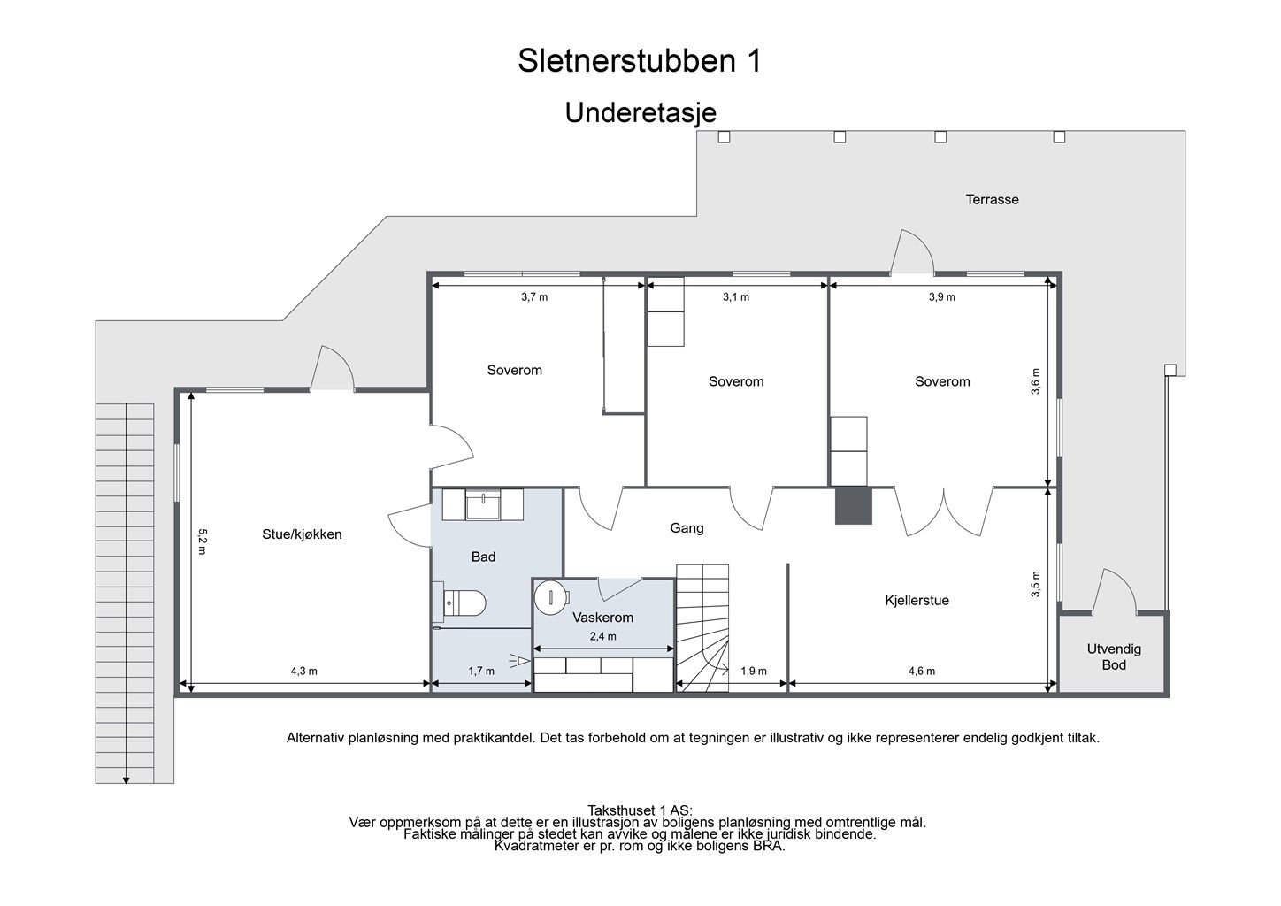 Alternativ plantegning - Illustrativ plantegning som ikke representerer endelig godkjent tilltak
