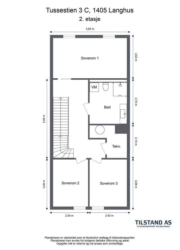 Tussestien 3 C, 1405 Langhus - 2D - 2. etasje