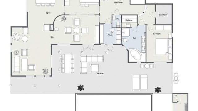 Planløsning 1. etasje.