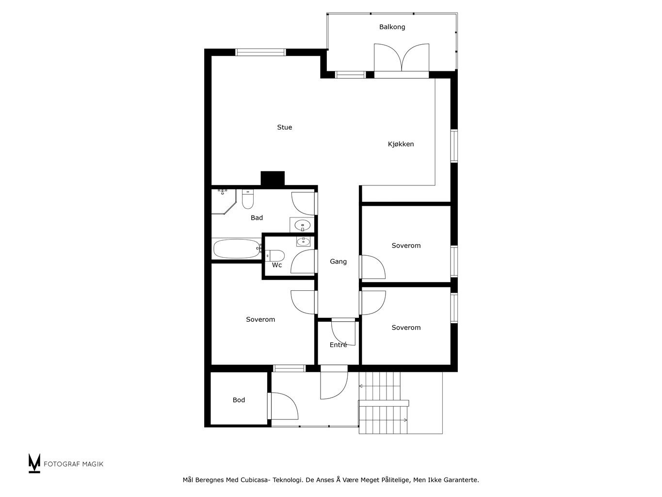 Plantegning - Møblerte bilder er fra tilsvarende leilighet i 2. etasje
