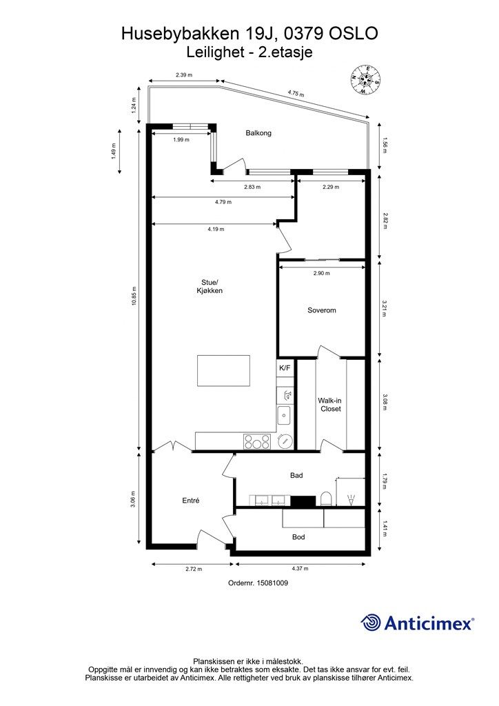 Planskisse - eksisterende løsning.
