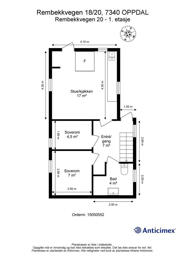 Planskisse Rembekkvegen 20 - første etasje. 