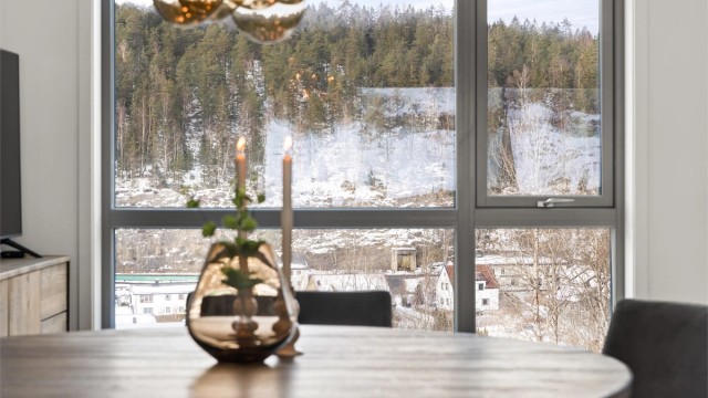 De store vinduene slipper inn rikelig med dagslys og rammer inn utsikten.
