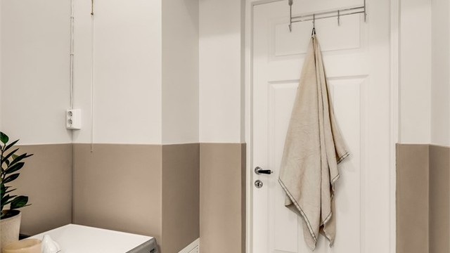 Opplegg for vaskemaskin og varmekabler i gulv.