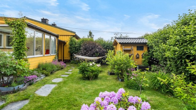 Koselig, usjenert og solrik hage