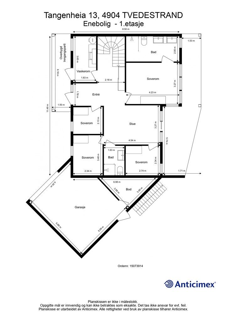 Plantegning-Enebolig - 1.etasje
