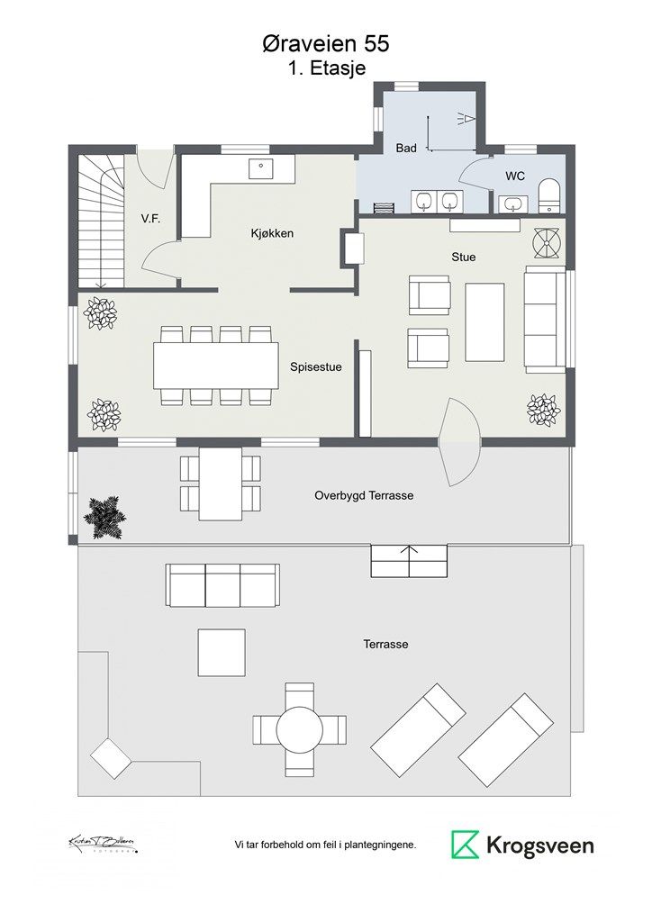 Plantegning første etasje i hovedhytta