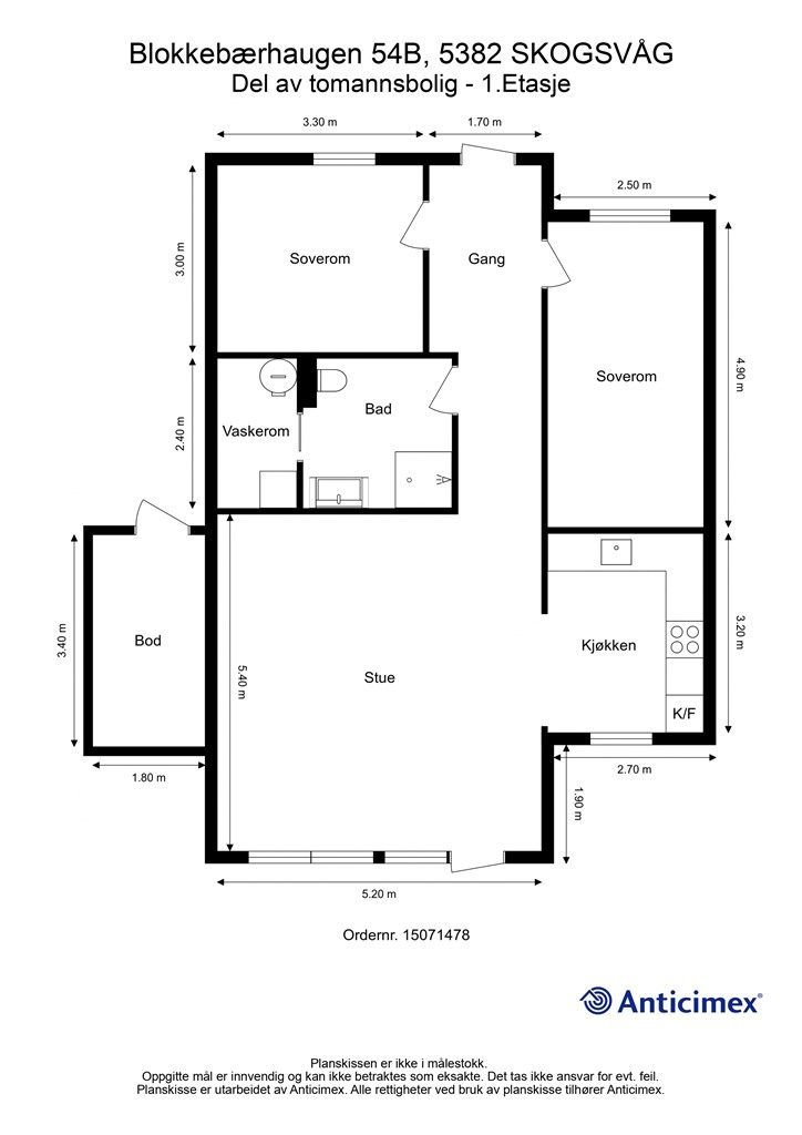 Plantegning - Del av tomannsbolig - 1. etasje