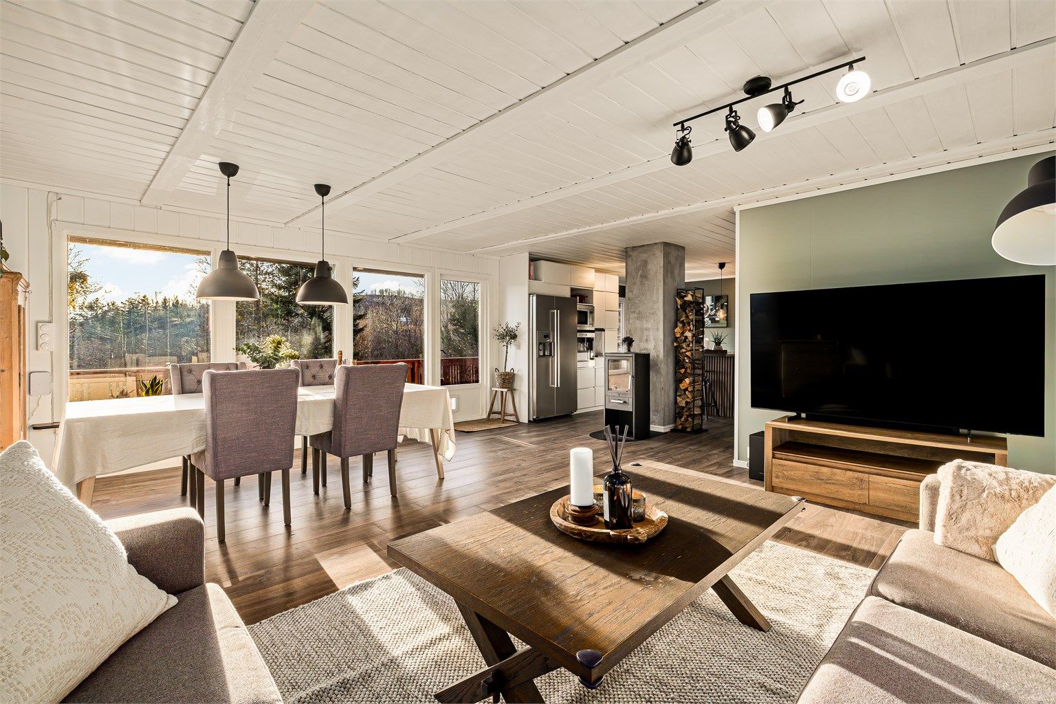 Romslig stue med flere soner