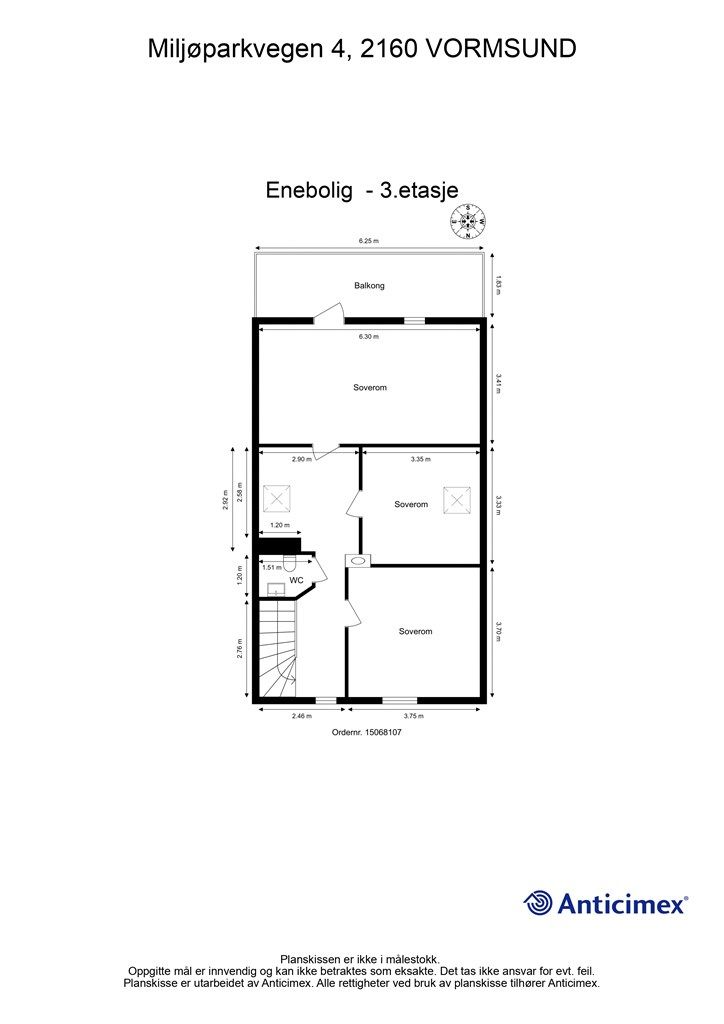 Plantegning andre etasje. 