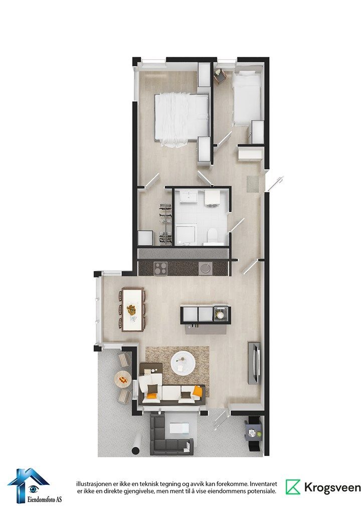 Møblert planskisse - Ullagerveien 7 - 1. etasje