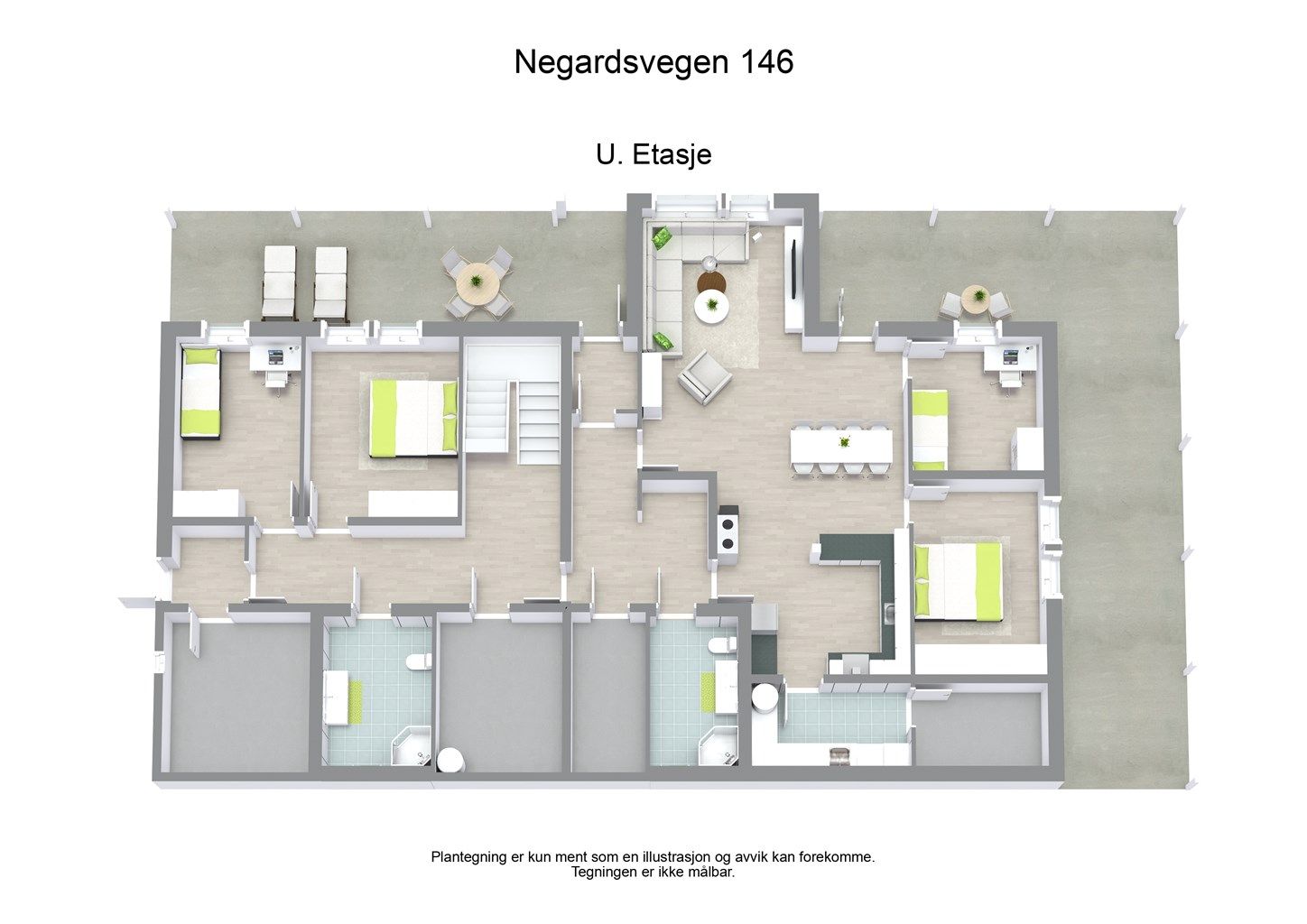 Plantegning er kun ment som en illustrasjon og avvik kan forekomme. Tegningen er ikke målbar.