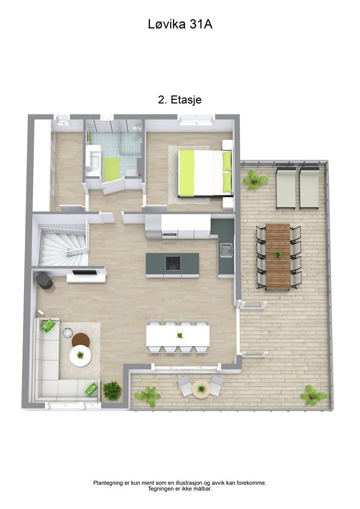 3 D plantegning 2. etasje