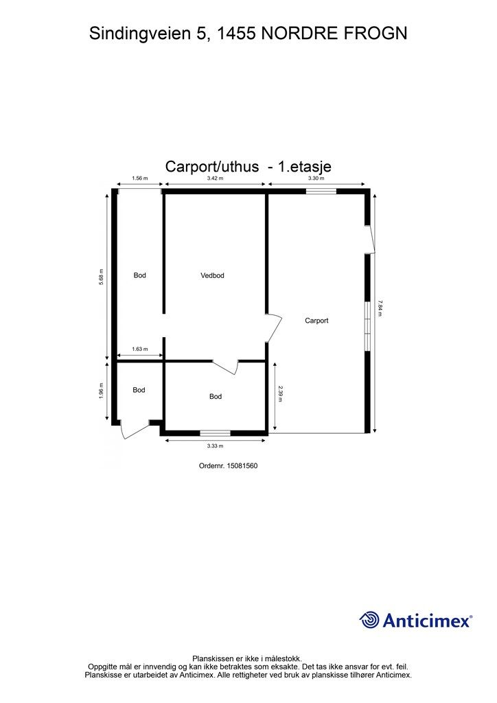 Plantegning - uthus m carport
