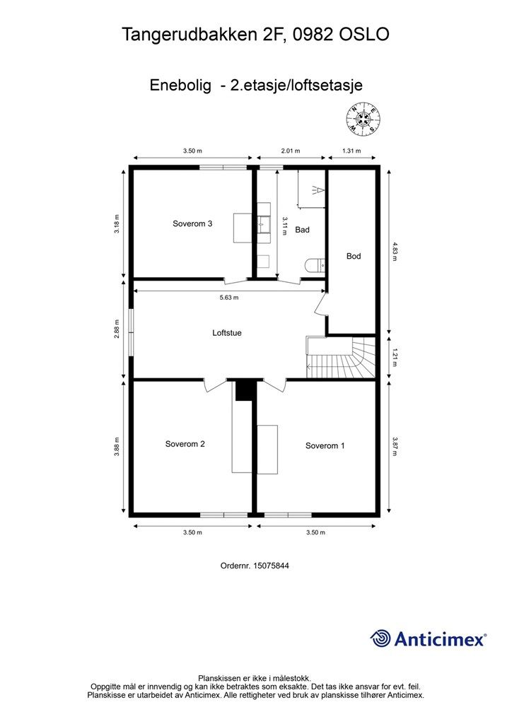 Plantegning- 2.etasje/loftsetasje.