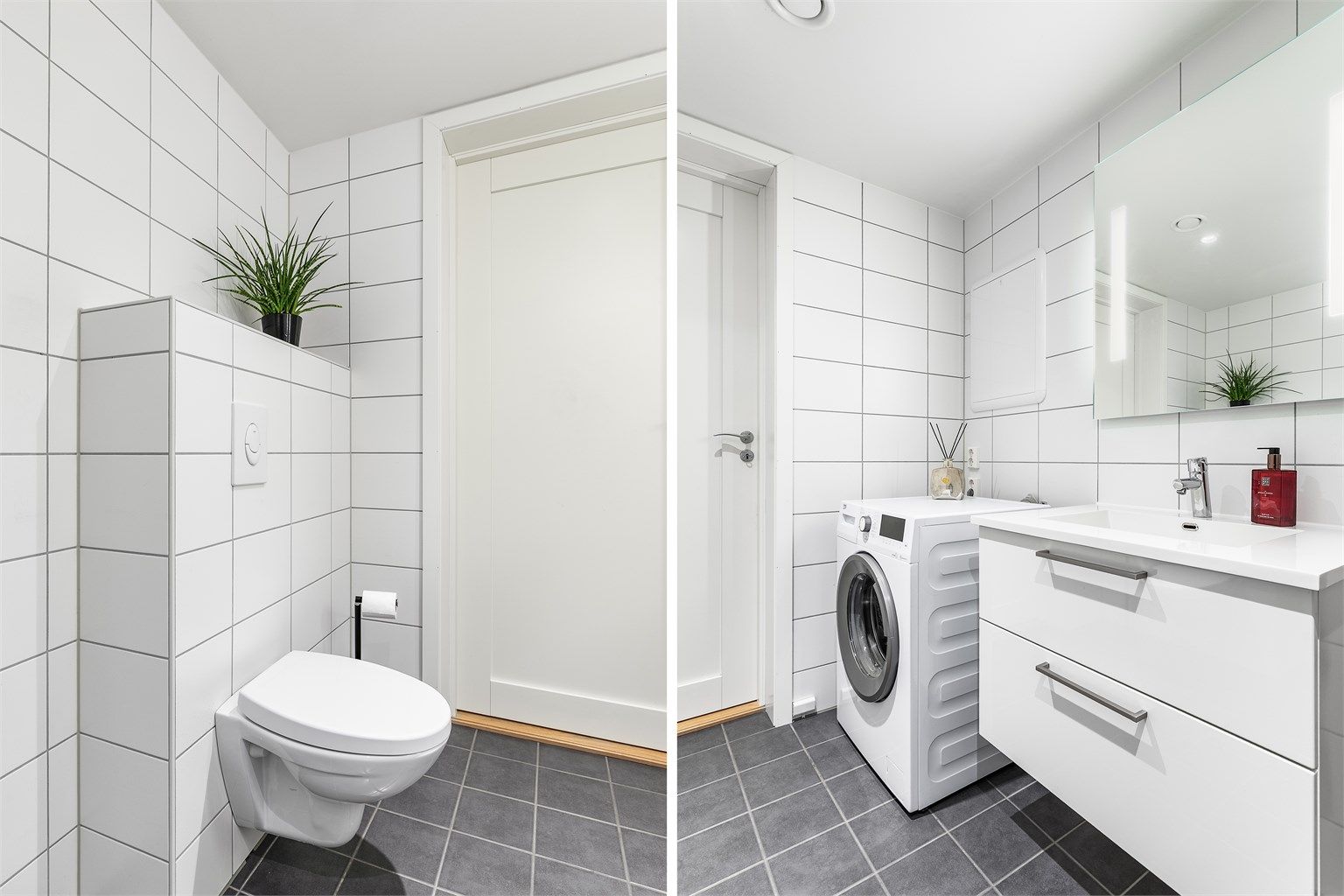 I tillegg til hvitevarer på kjøkkenet medfølger også vaskemaskin på badet.