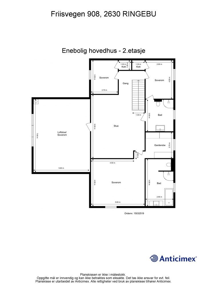 Plantegning - hovedhus (2. etasje)