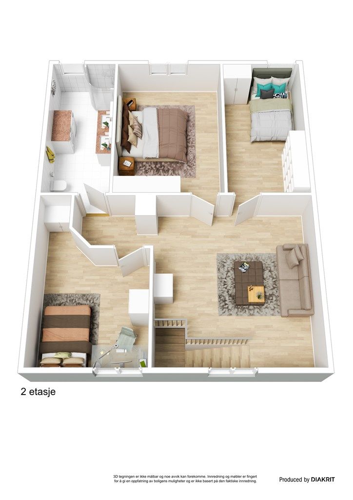 3D - Plantegning 2. etasje 