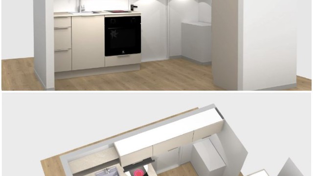 Selger har fått tegnet opp et alternativt kjøkken hos Kvik - konferer megler for mer info