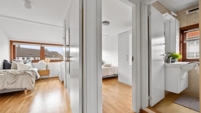 3 soverom og bad i samme etasje.