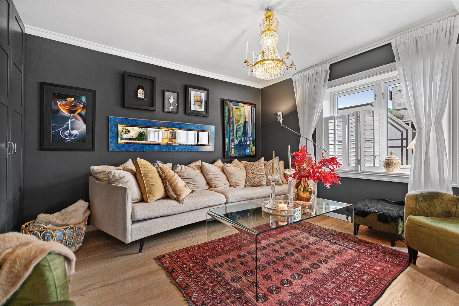 Del av stua, opprinnelig soverom.