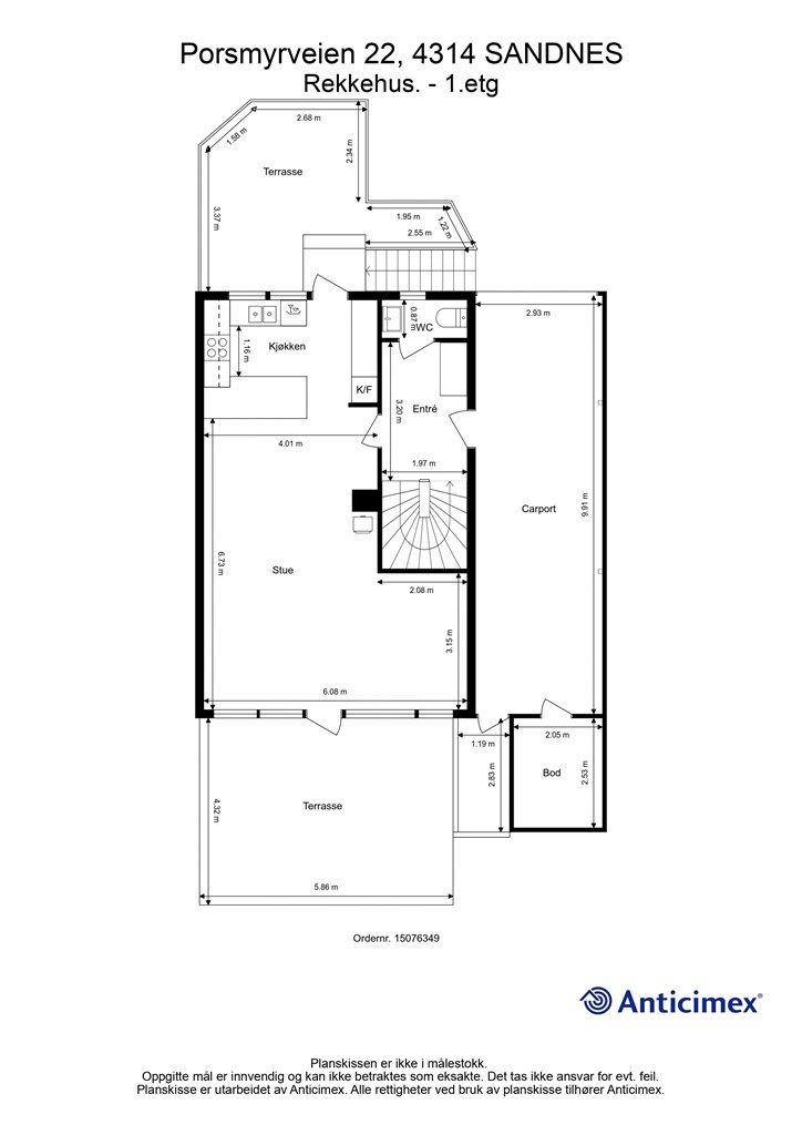 Plantegning hovedetasje. 